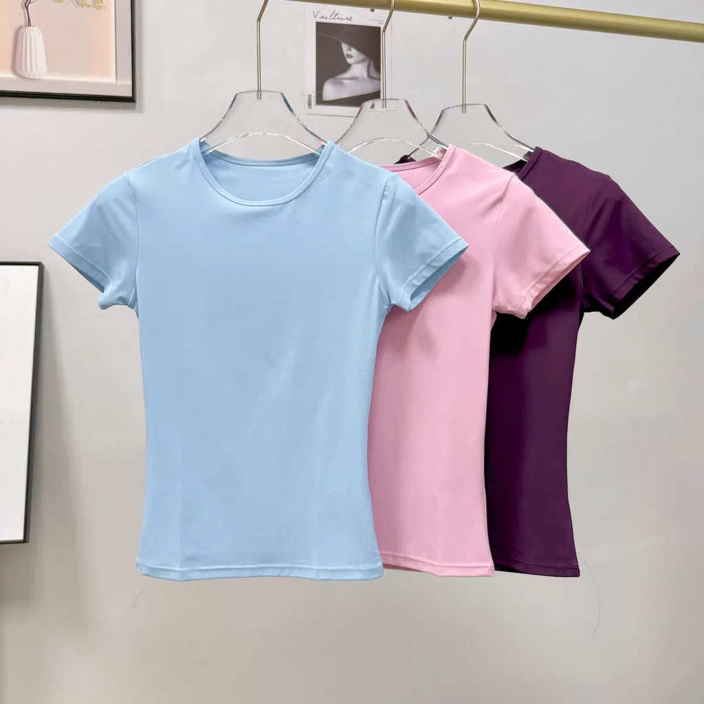Camiseta deportiva al aire libre para mujer, ropa de Yoga, camiseta de Fitness, camiseta para correr de secado rápido, Top de entrenamiento, ropa deportiva femenina, ropa de ejercicio