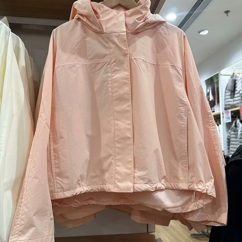 Chaqueta Cortavientos de Primavera y Otoño para Mujer, Chaqueta con Capucha de Alta Calidad, Chaqueta con Cuello Alto, Abrigo Urbano para Mujer