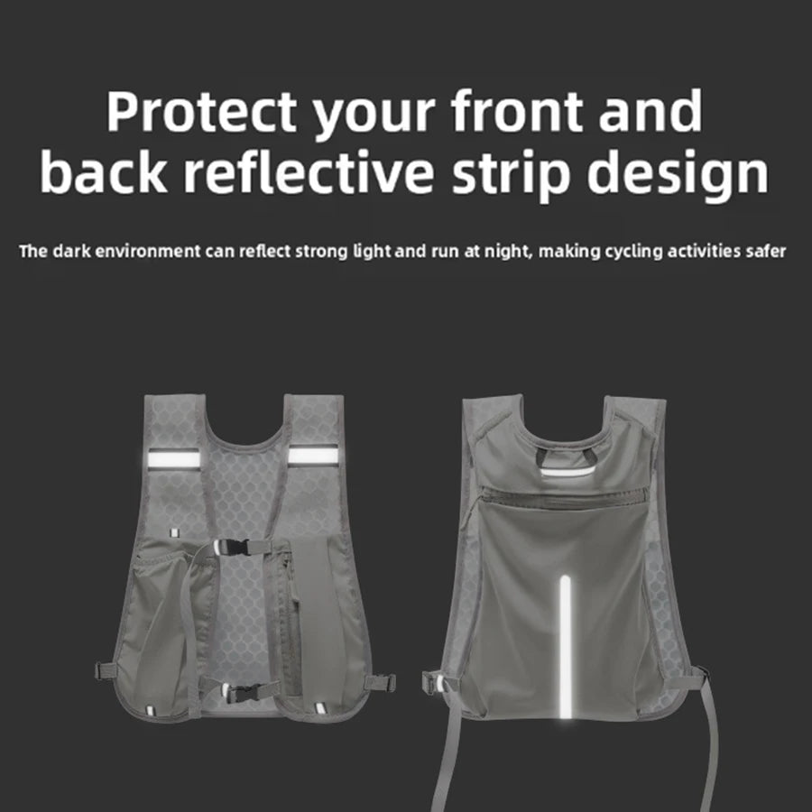 Chaleco de almacenamiento para correr en bicicleta, chaleco ligero para correr, paquete de pecho de agua de hidratación reflectante con bolsillo de almacenamiento para teléfono