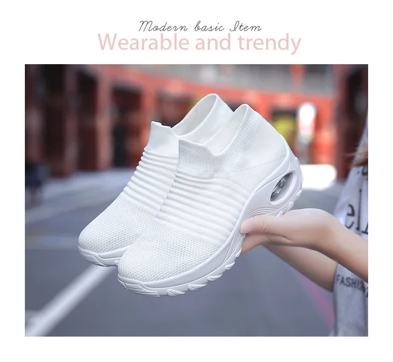 Zapatillas de deporte para mujer, moda de verano, zapatos deportivos informales negros, malla transpirable, ligero, cojín de aire, calzado antideslizante para correr