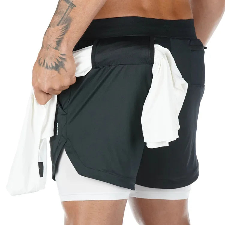 Pantalones Cortos Running Hombre 2 en 1 – Secado Rápido