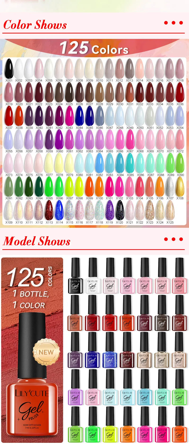 LILYCUTE-Juego de esmaltes en Gel para uñas, barniz semipermanente para manicura UV, serie café, 125 colores, 7ml, 6 unidades por Set