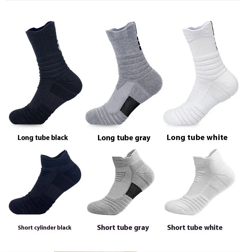 Calcetines deportivos de tubo medio para hombre, bádminton para correr, calcetines para exteriores, calcetines de lana, calcetines de baloncesto antideslizantes y absorbentes del sudor