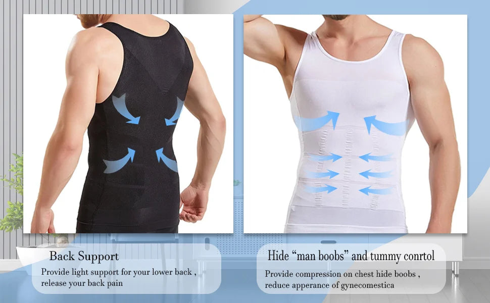 Camiseta de Compresión para Hombre, Chaleco Moldeador de Cuerpo sin Costuras, Camiseta Reductora, Faja Reductora de Cintura, Camiseta Interior Moldeadora, Camiseta para Pérdida de Peso