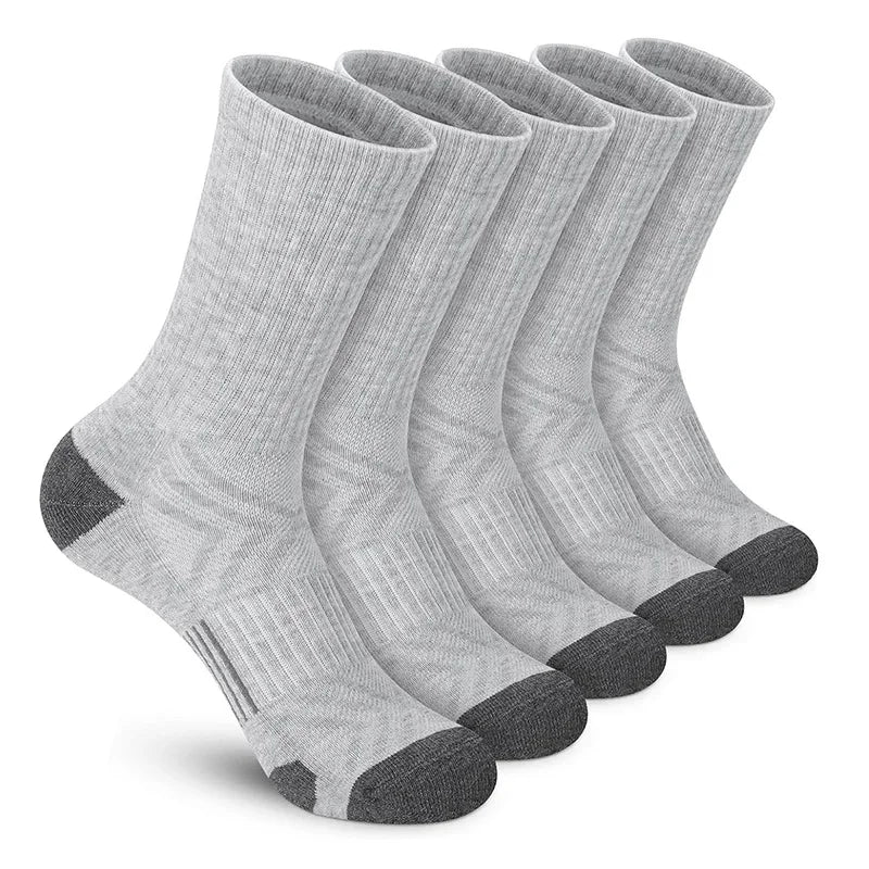 5 pares de calcetines deportivos para hombre, calcetines deportivos para correr hasta la pantorrilla, calcetines transpirables acolchados para exteriores para hombres y mujeres