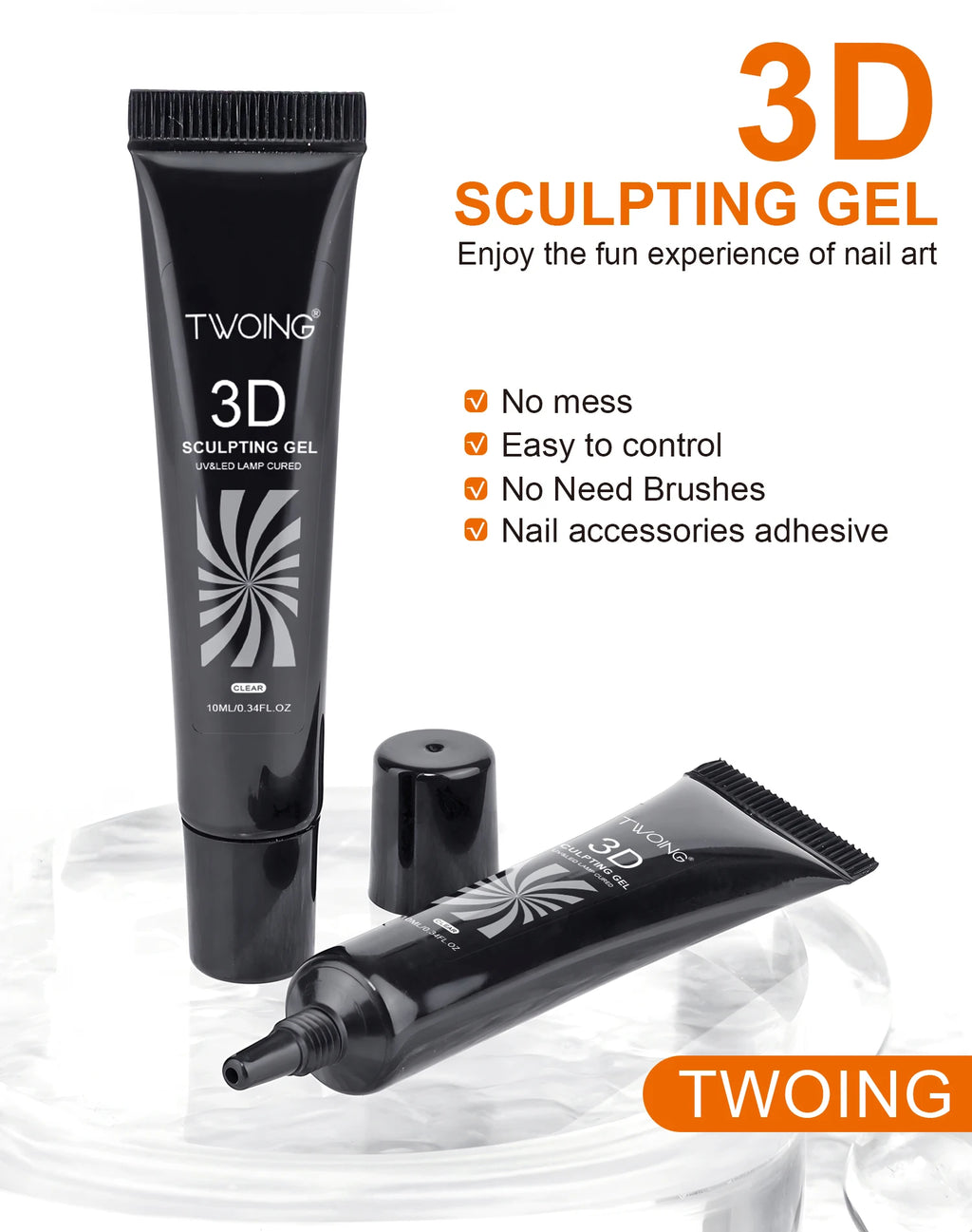 Gel para decoración de uñas 3D de 10 ml: diseños de bricolaje, gel para esculpir resistente al agua, gel para diseño de uñas resistente al agua para tallas y formas intrincadas