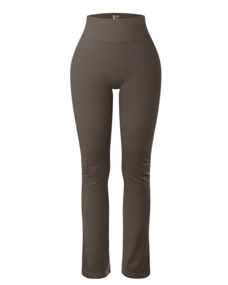 Leggings Sólidos para Mujer, Pantalones de Yoga de Punto Sin Costuras, Pantalones Acampanados, Leggings Deportivos Casuales Ajustados de Cintura Alta con Efecto Levanta Glúteos