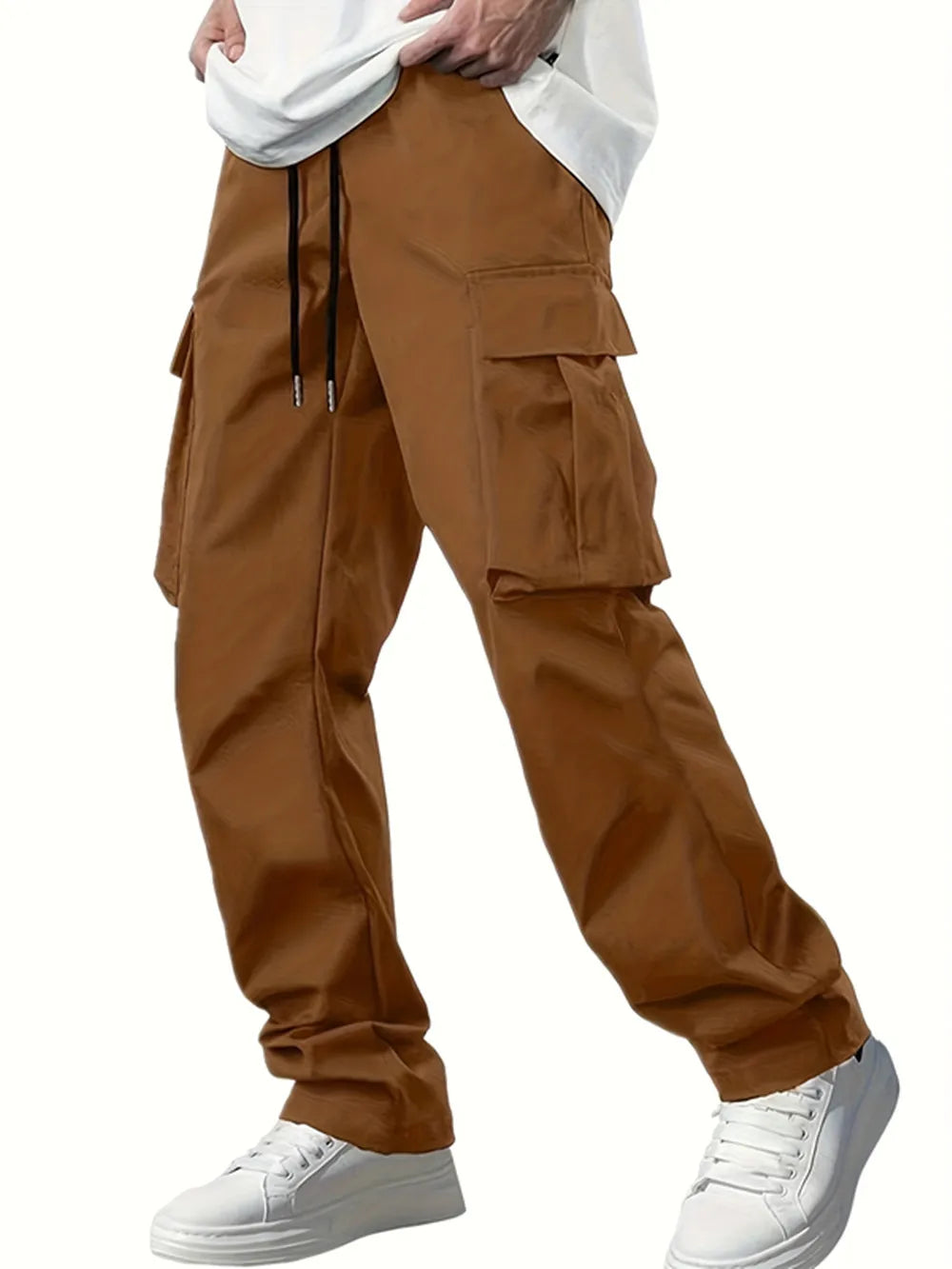2025nuevos pantalones de trabajo para hombres, pantalones casuales rectos sueltos para hombres europeos y americanos, pantalones de bolsillo para ropa de trabajo para hombres