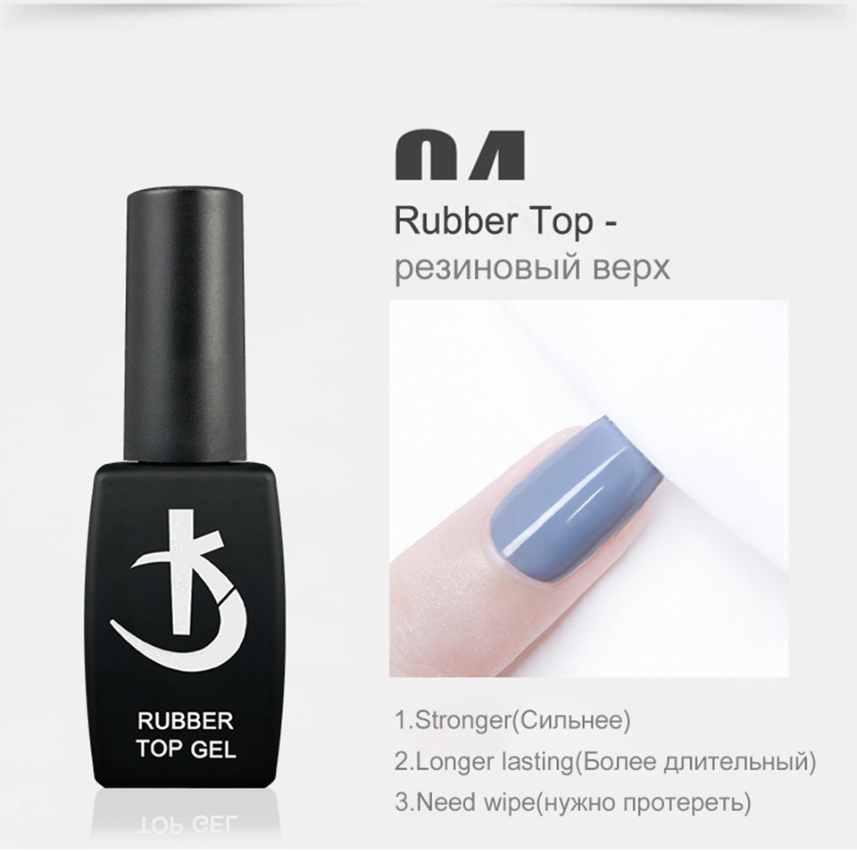 KODI JYJ Base y Top Coat para Esmalte en Gel, Primer sin Ácido, Barniz Híbrido Semipermanente, Top Coat Mate, Base de Goma Gruesa para Uñas