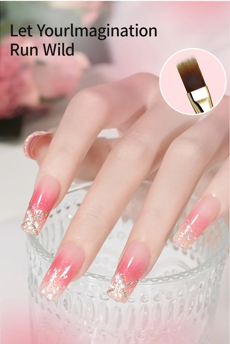 2 uds cepillo de uñas de cerdas suaves anchas diseño degradado mango acrílico aplicador de esmalte de Gel herramientas de uñas