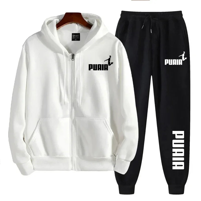 2025 nueva tendencia de ropa deportiva para hombres, sudadera con capucha estampada, pantalones, conjunto de 2 piezas, chaqueta informal con cremallera, conjunto de ropa diaria para Otoño e Invierno
