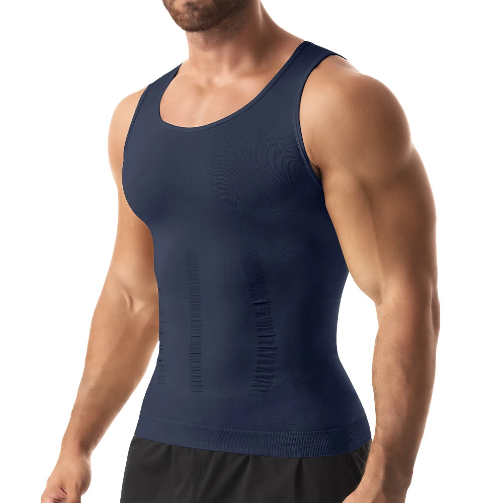 Camisa de compresión para hombre para moldeador de cuerpo, chaleco adelgazante, ropa interior ajustada para abdomen, camiseta sin mangas