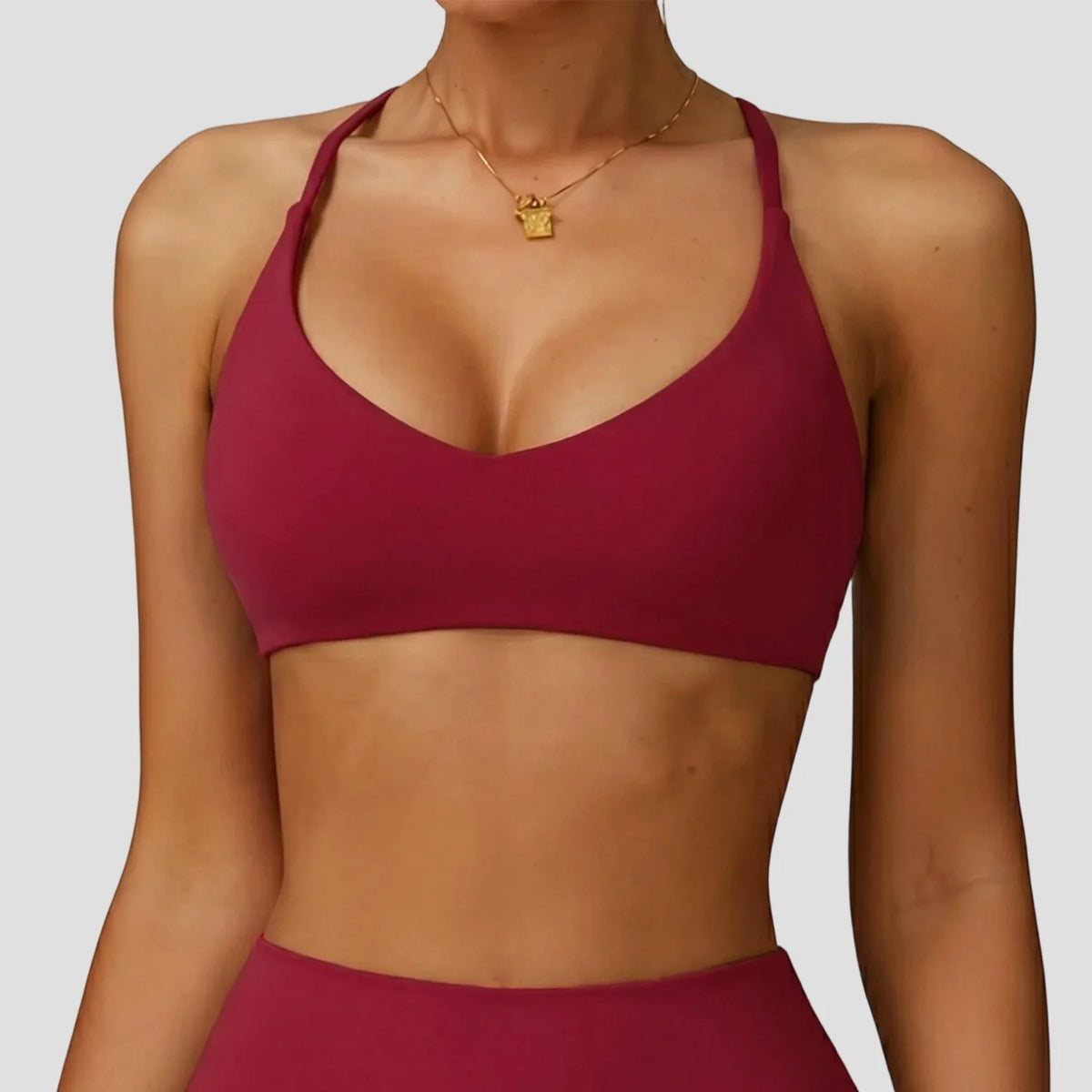 Sujetador deportivo de alto soporte para mujer, ropa interior de gimnasio, top corto push-up con espalda cruzada para yoga, running, entrenamiento, fitness, pilates, color liso