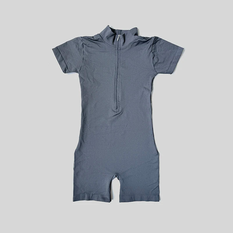 Mono de manga corta con cremallera para mujer, ropa deportiva para gimnasio, Fitness, monos deportivos, ropa de entrenamiento a la moda para correr, verano