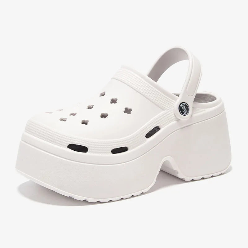 Sandalias de mujer de 9CM de espesor, novedad de 2023, zapatillas de verano, tacón alto, suela suave, zapatos para jardín y playa, zapatos impermeables con agujeros para mujer