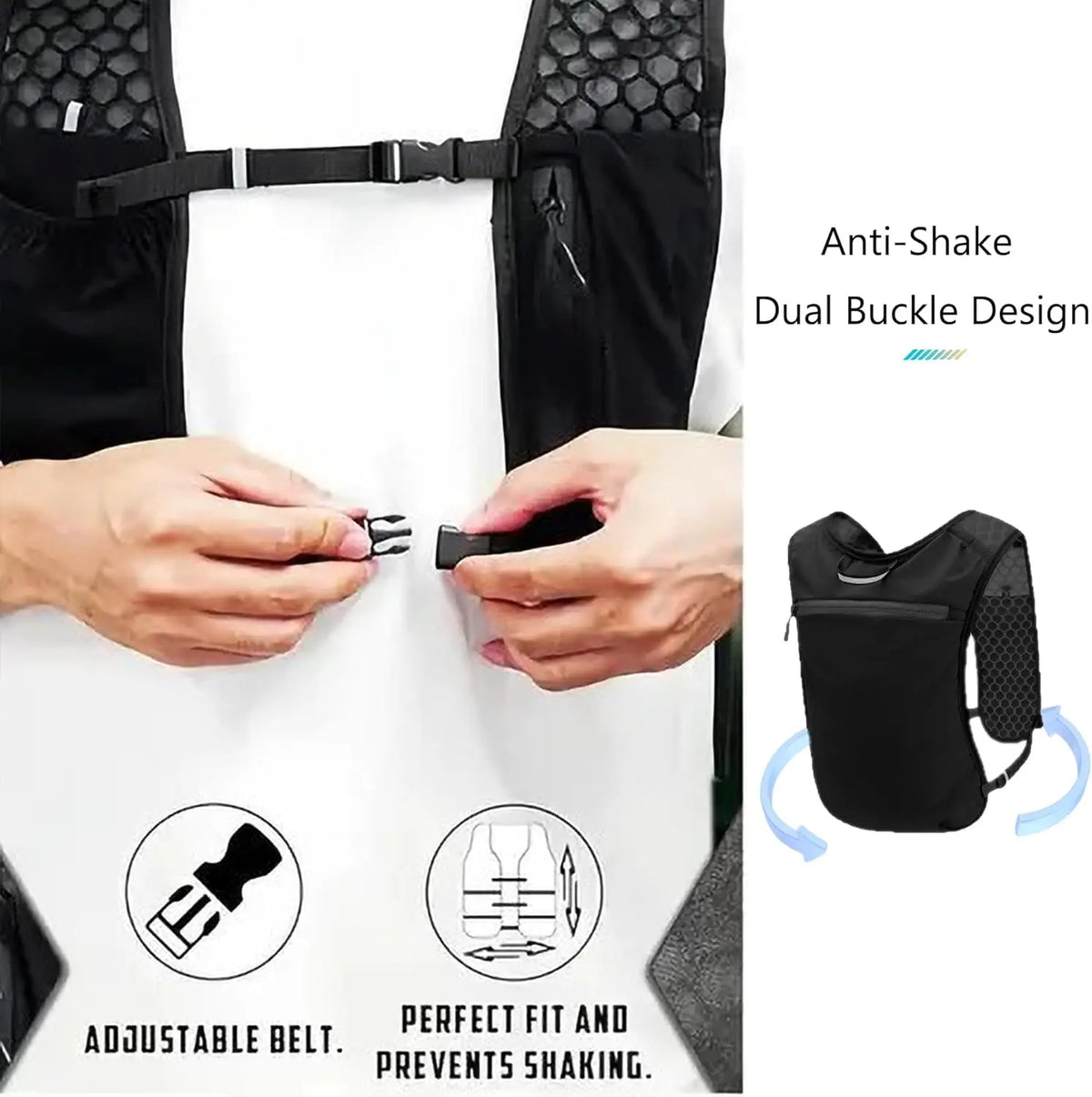 Chaleco para Correr, Mochila para Correr con Botella de Agua, Ligero, Transpirable, Bolsillos Extra Grandes, Paquetes de Hidratación para Mujeres y Hombres