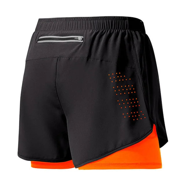 Pantalones cortos para correr para hombre, pantalones cortos negros de doble capa para Fitness de secado rápido, nuevos pantalones cortos deportivos para entrenamiento y culturismo