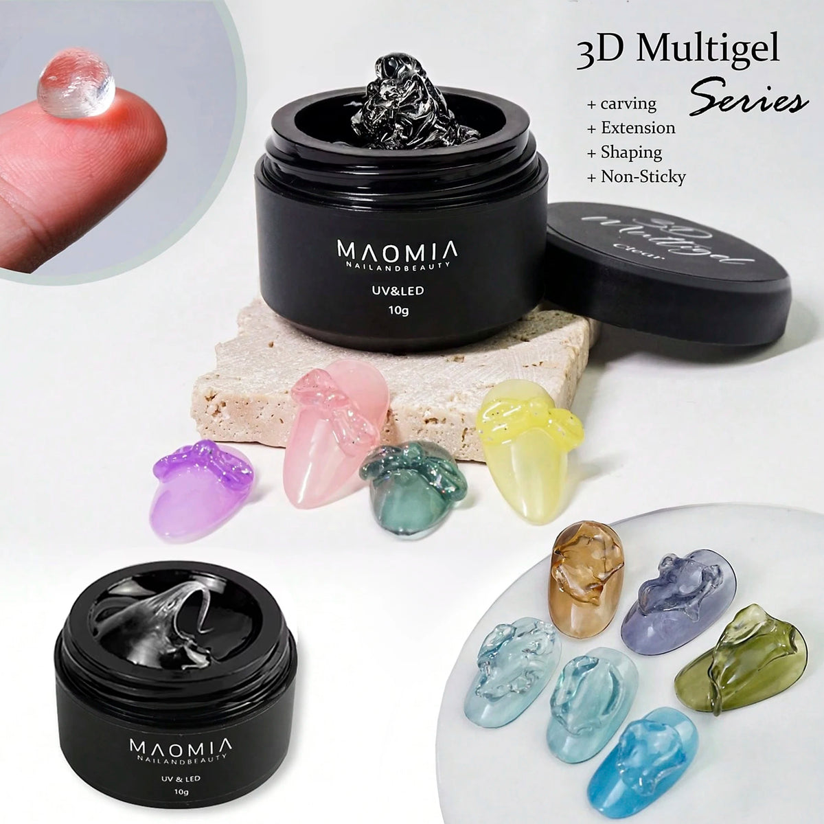 Maomia-esmalte de Gel tallado para uñas, extensión de manos antiadherente, multigel 3D, modelado 5D, moldeador estereoscópico sólido