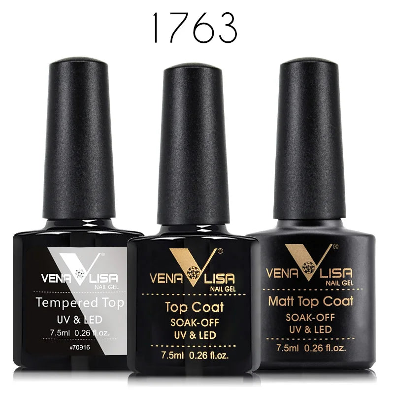 Venalisa-Kit de esmalte de uñas en Gel, capa Base de imprimación sin ácido, LED UV de larga duración, sin toallita, capa superior templada, 7,5 ml
