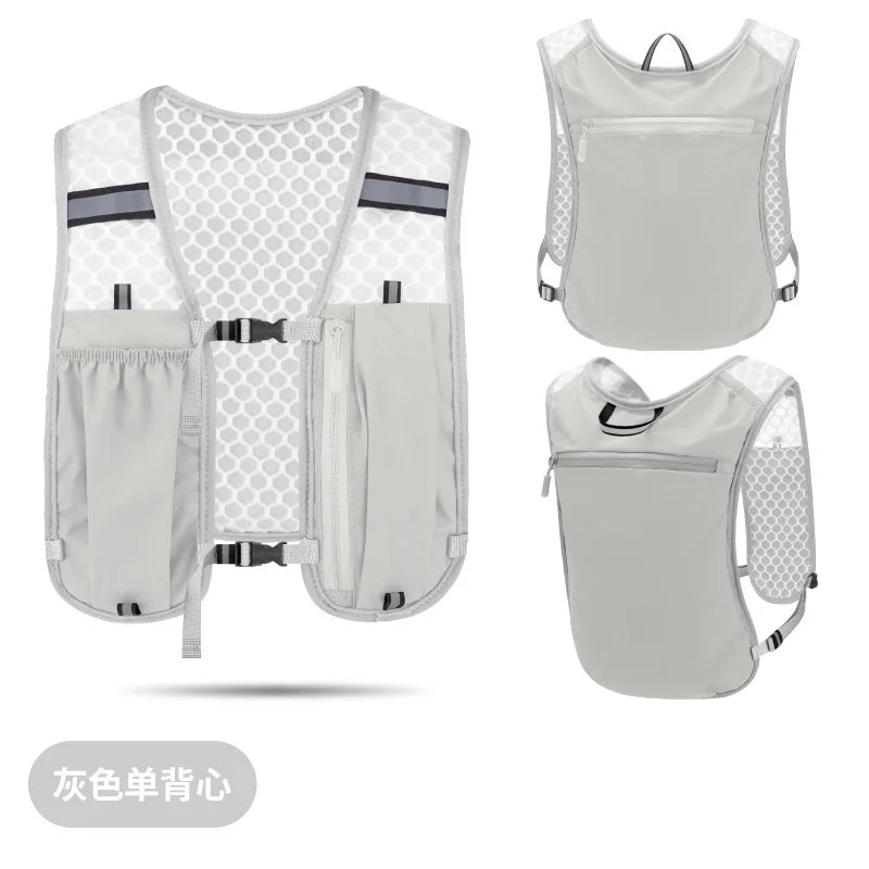 Chaleco para Correr, Mochila para Correr con Botella de Agua, Ligero, Transpirable, Bolsillos Extra Grandes, Paquetes de Hidratación para Mujeres y Hombres