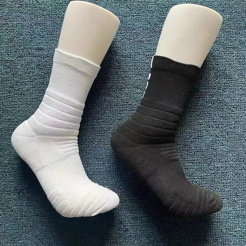 Calcetines deportivos de tubo medio para hombre, bádminton para correr, calcetines para exteriores, calcetines de lana, calcetines de baloncesto antideslizantes y absorbentes del sudor