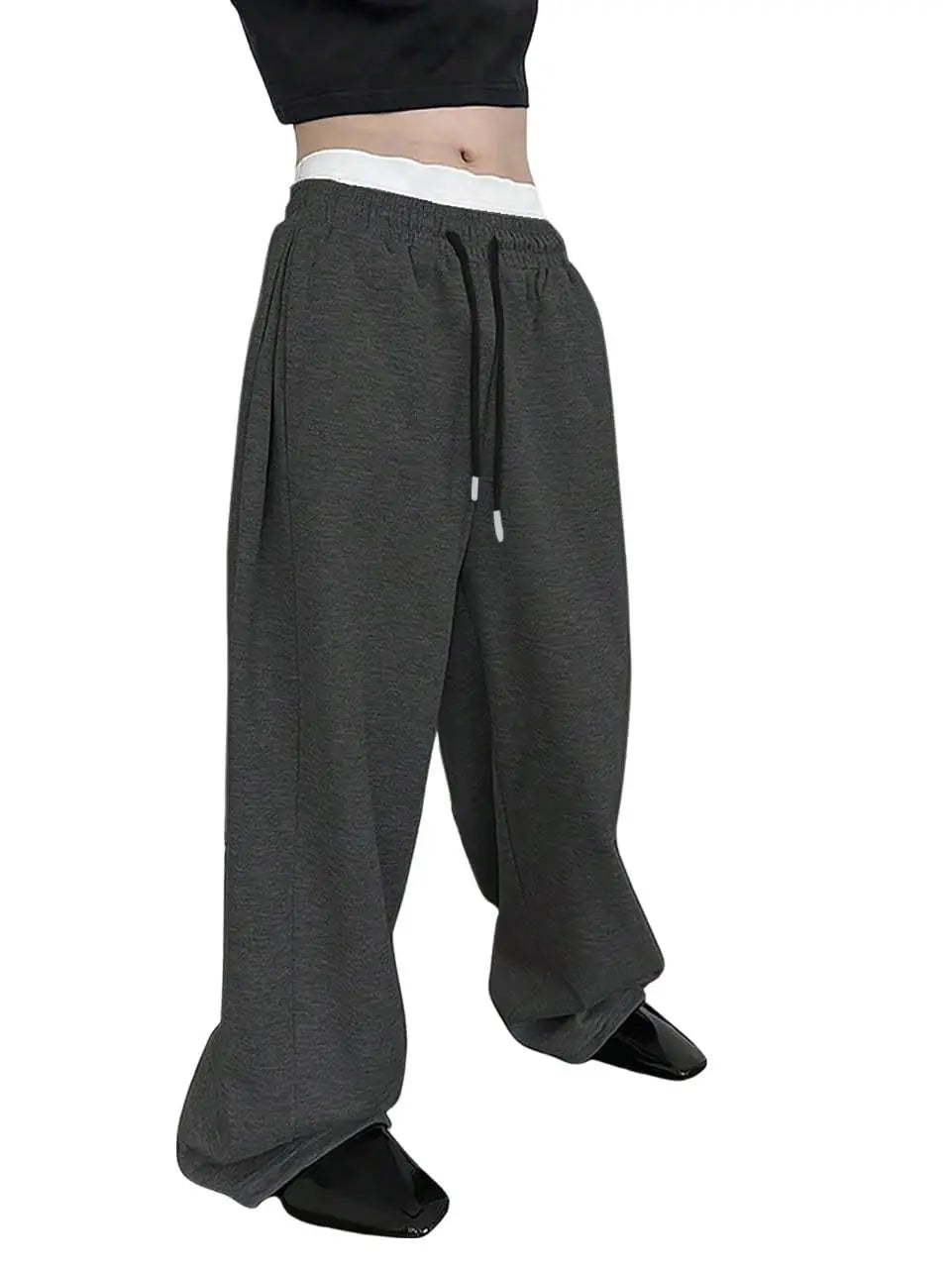 Pantalones de chándal para hombre, Joggers de ajuste recto para deportes y ropa de calle, pantalón informal holgado de gran tamaño con cordón, pantalón largo con múltiples bolsillos para hombre