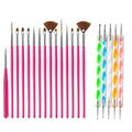 Juego de pinceles para decoración de uñas, 20/15 unidades, polvo líquido para manicura, tallado, esmalte de uñas en Gel UV, pluma de pintura, herramienta de construcción de extensión acrílica para uñas