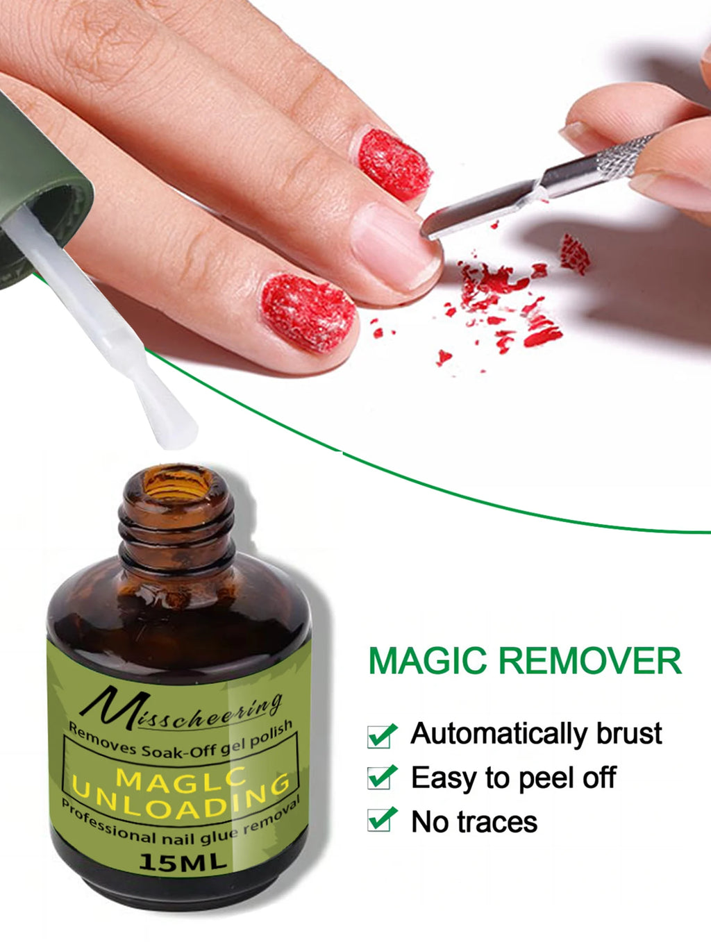 1/2 piezas/juego de removedor mágico de uñas con herramienta de extracción que elimina rápida y fácilmente el esmalte de uñas en gel y el gel de poliuretano sin dañar las uñas