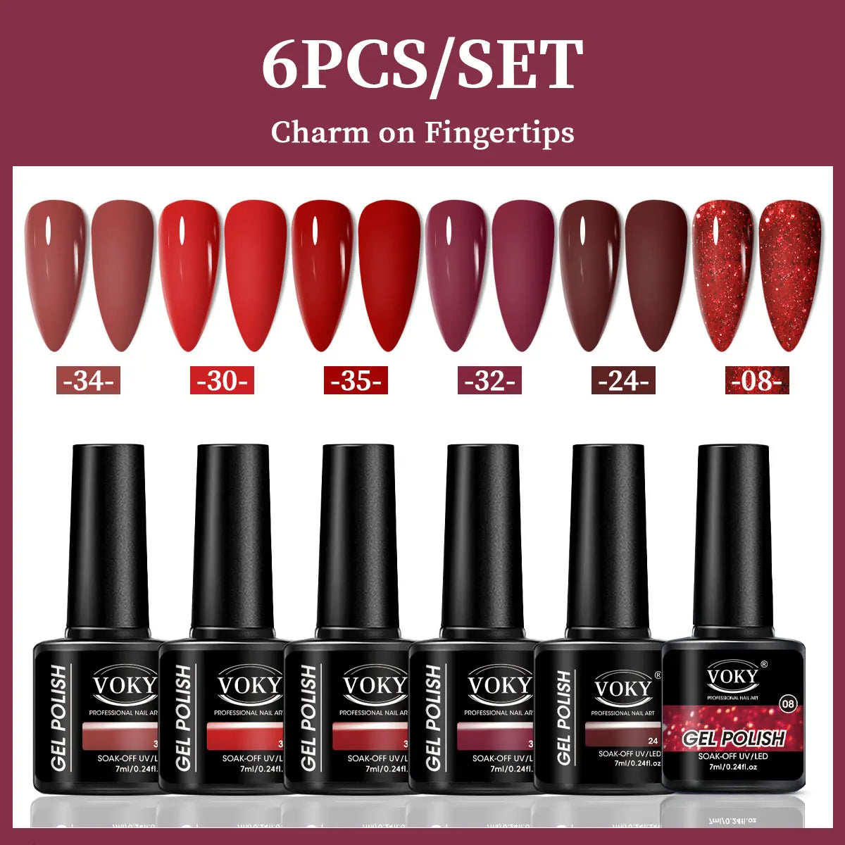 VOKY Juego de 6 piezas de gel para uñas, gel para uñas de moda de temporada, el regalo perfecto para que las damas durante los festivales