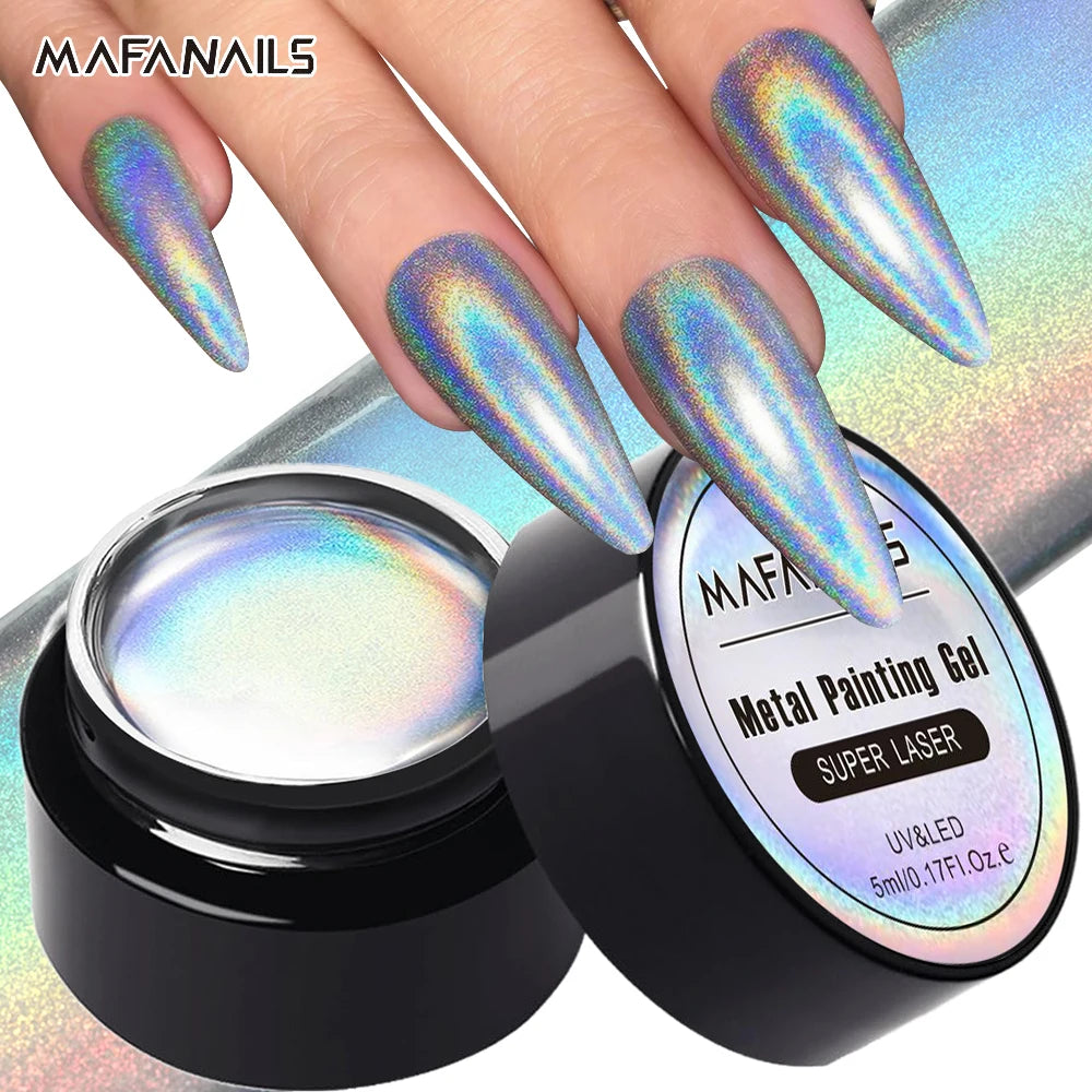 Esmalte de revestimiento de Gel para uñas con pintura metálica dorada, pintura con efecto espejo de Metal 3D, dibujo de Gel para uñas, pincel incorporado, Gel cromado UV
