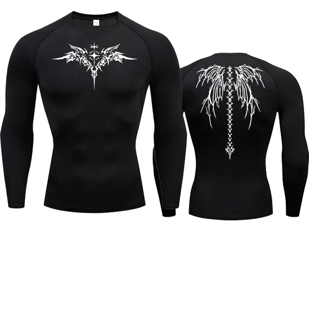 Camiseta de compresión con estampado de Anime para hombre, camiseta para correr, ropa deportiva de secado rápido para gimnasio, camisetas transpirables de manga corta