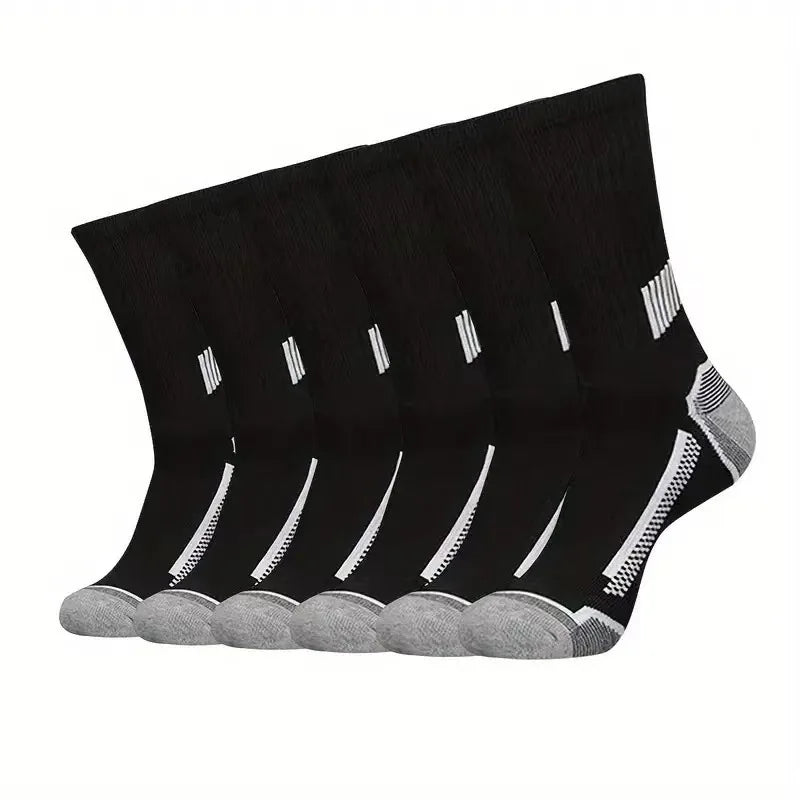 10 pares de calcetines largos deportivos a rayas de Color sólido para hombre, calcetines de ocio transpirables antiolor con absorción de sudor para todas las estaciones