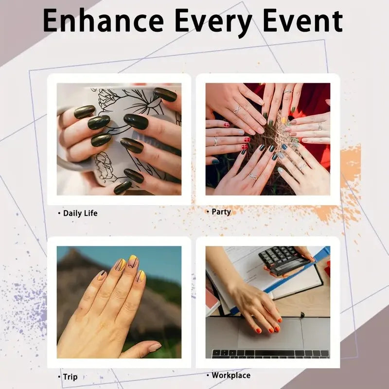 8 hojas de tiras de esmalte de uñas de envoltura completa, pegatinas de uñas de Gel autoadhesivas con purpurina de uñas rosa, para mujeres, suministros de uñas DIY para el hogar, Kit de manicura