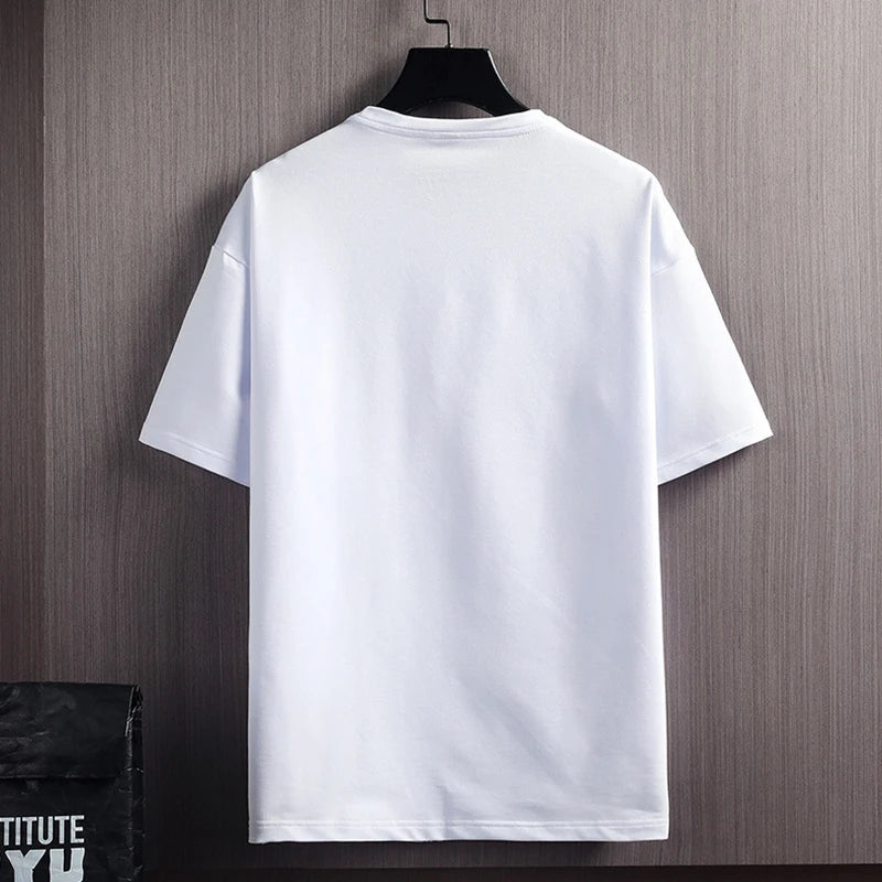 Traje deportivo informal de seda helada para hombre, sudadera estampada, pantalones de chándal para correr al aire libre, deportes, entrenamiento de baloncesto, traje de Fitness de 2 piezas