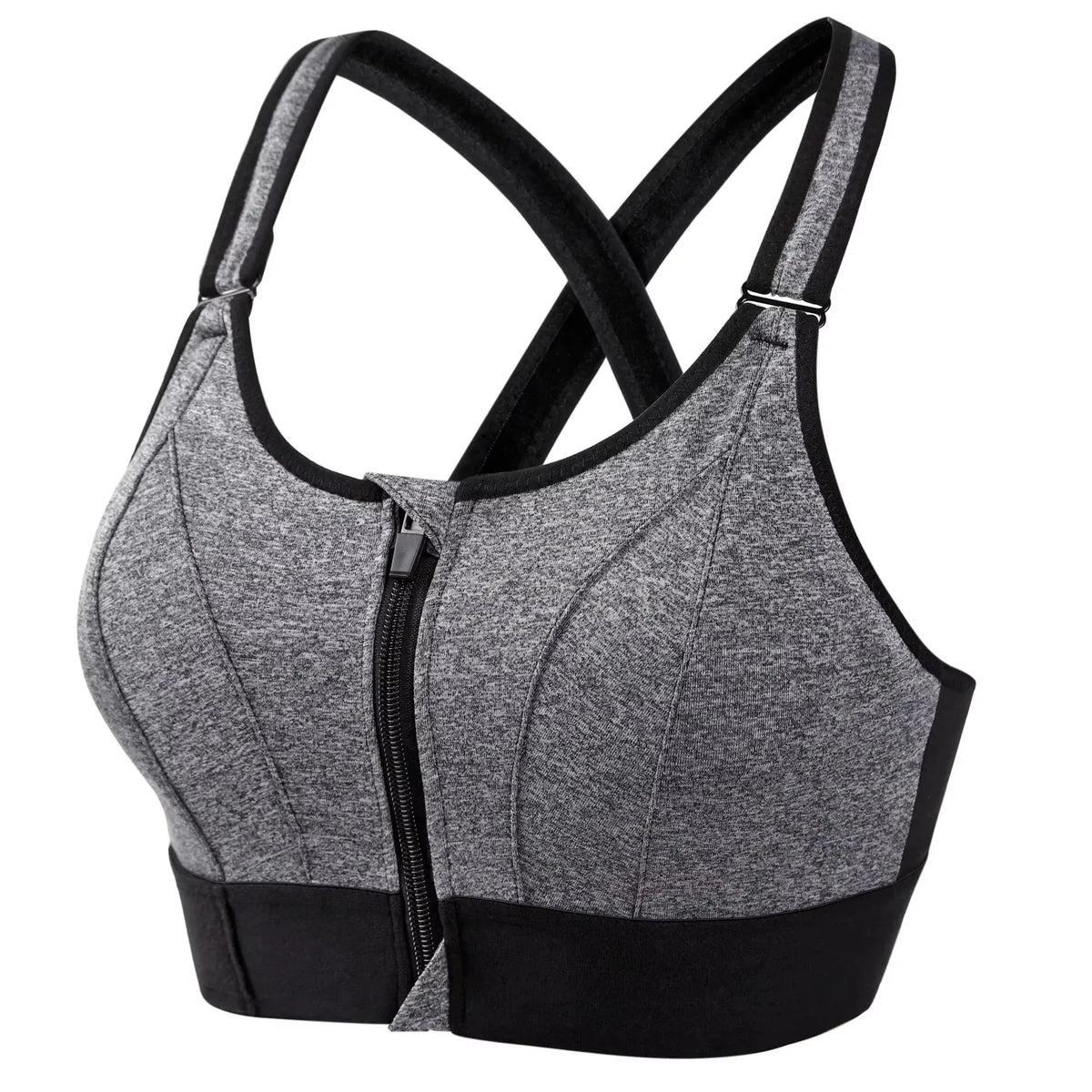 Sujetadores deportivos para mujer, cremallera frontal, correa ajustable, elástico a prueba de golpes, sujetador atlético para Fitness, Top corto ajustado para Yoga