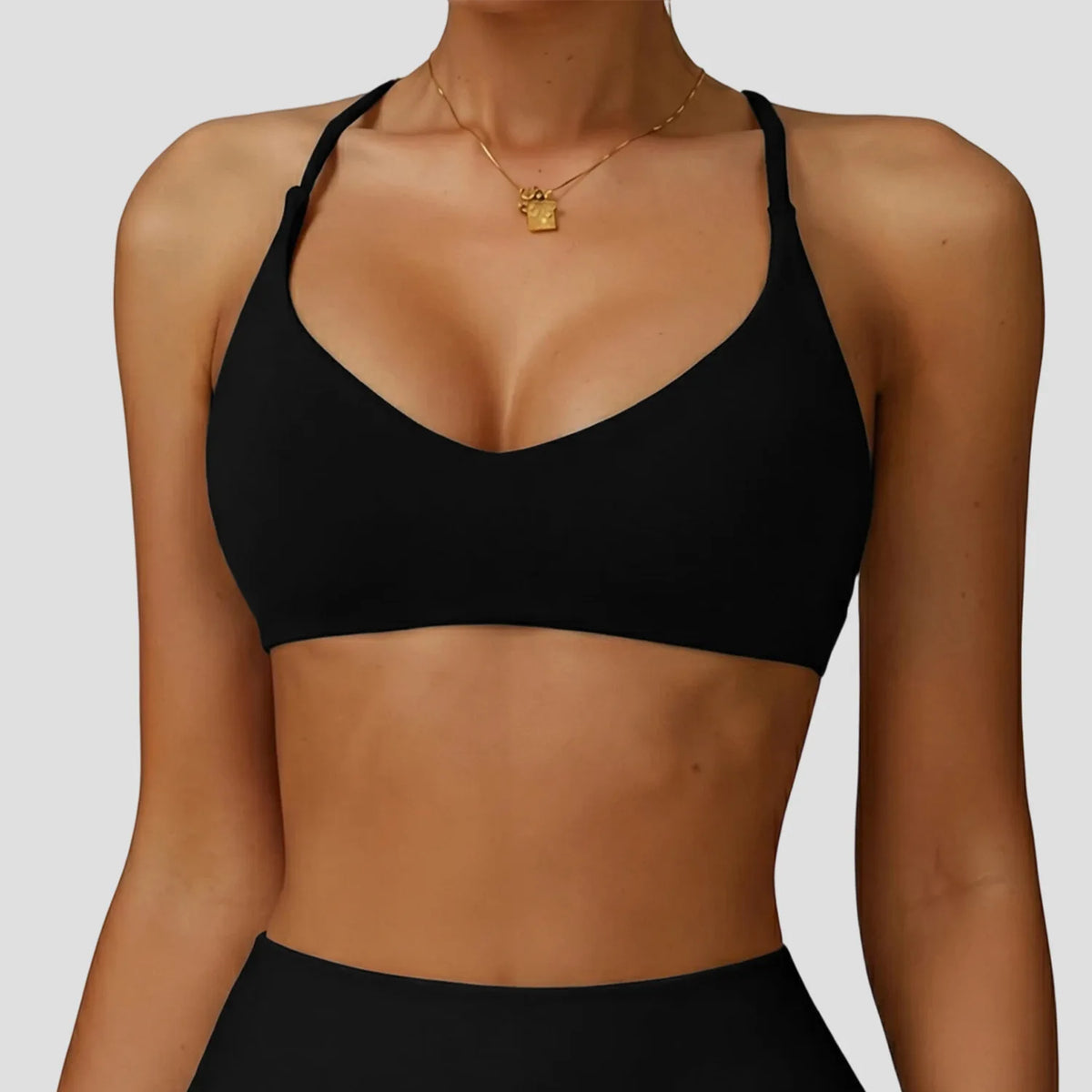 Sujetador deportivo de alto soporte para mujer, ropa interior de gimnasio, top corto push-up con espalda cruzada para yoga, running, entrenamiento, fitness, pilates, color liso