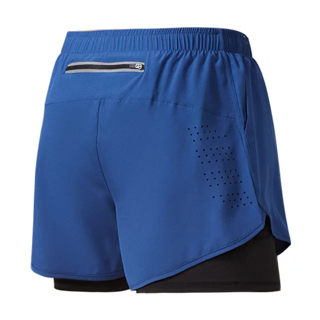 Pantalones cortos para correr para hombre, pantalones cortos negros de doble capa para Fitness de secado rápido, nuevos pantalones cortos deportivos para entrenamiento y culturismo