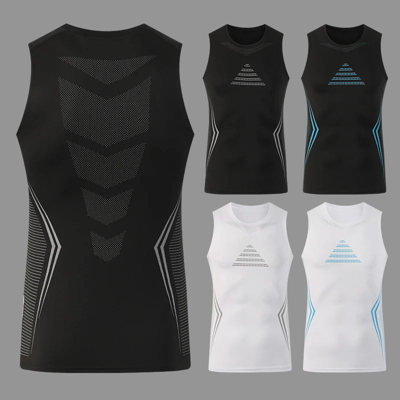 Camiseta de Compresión sin Mangas para Hombre, Ropa Deportiva de Secado Rápido con Estampado, Chaleco Deportivo Masculino para Fitness, Culturismo y Entrenamiento Muscular