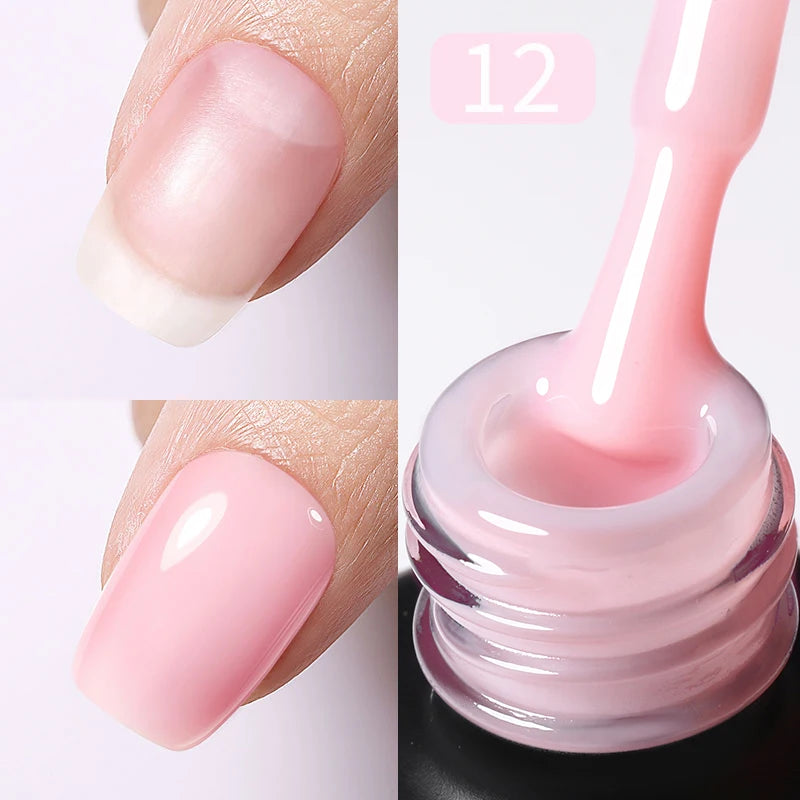 BORN PRETTY-esmalte de uñas en Gel con Base de goma, color rosa lechoso, brillo, barniz semipermanente de 15ml, Gel LED UV autonivelante