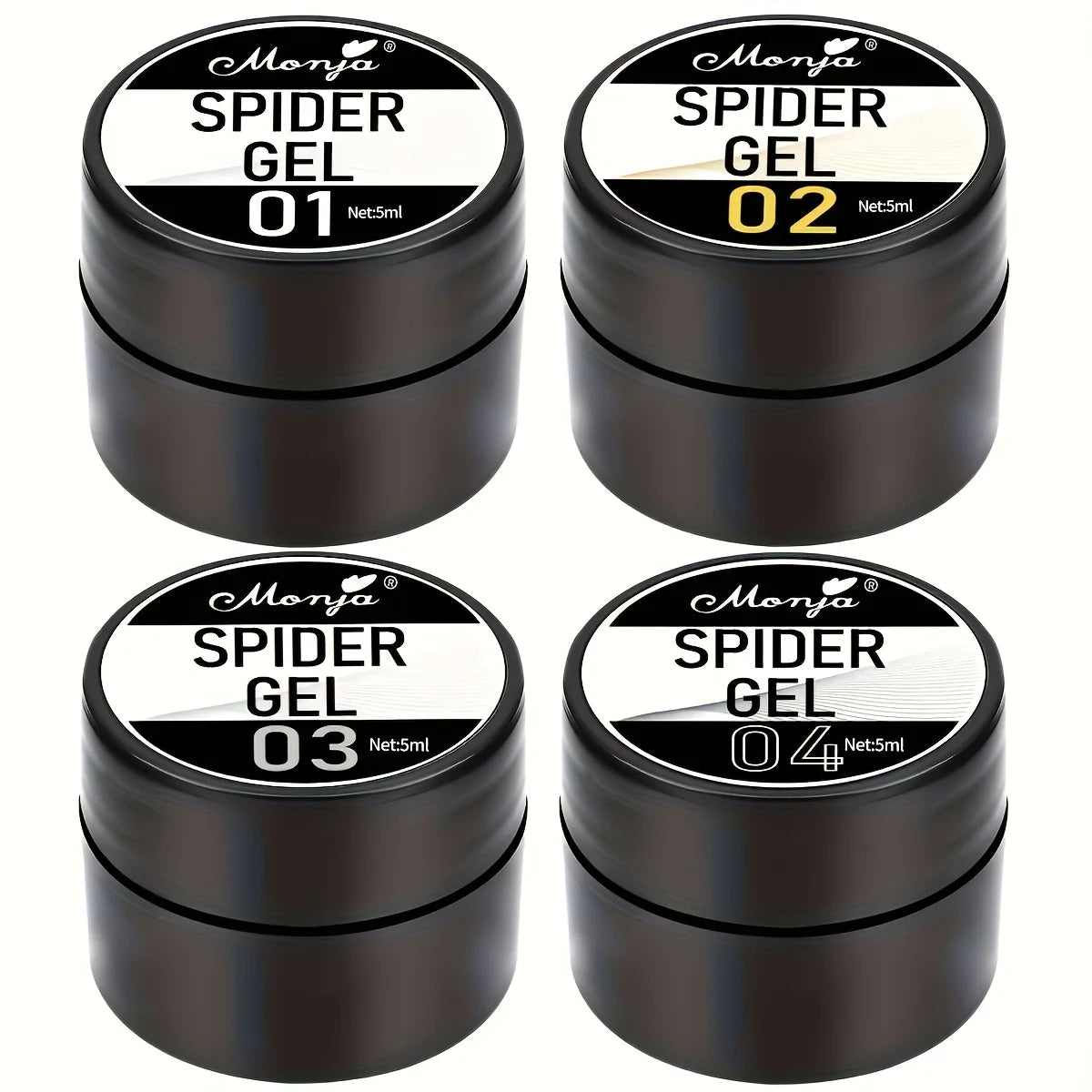 Esmalte de Gel Elástico para Decoración de Uñas, para Tallar y Pintar Diseños, 4 Colores