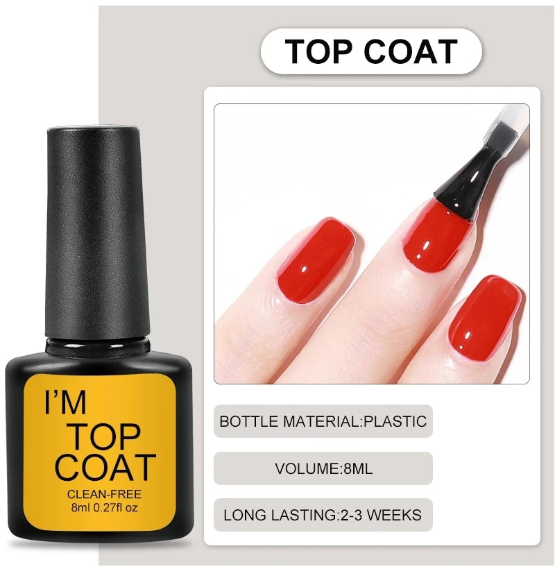 4 unids/set capa superior y capa Base Kit de esmalte de uñas de Gel transparente manicura semipermanente Soak Off LED juego de barnices de Gel UV