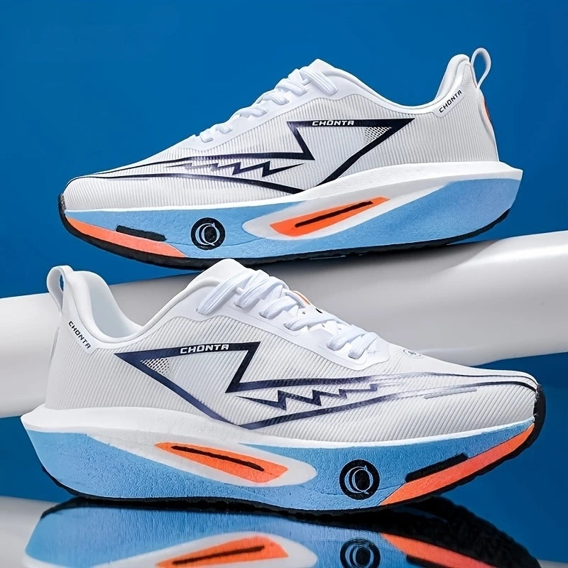 Zapatos deportivos informales y cómodos para hombre, a la moda, con parte superior de tela transpirable, antideslizantes, resistentes al desgaste, suela que absorbe los golpes, zapatos informales con cordones y punta r
