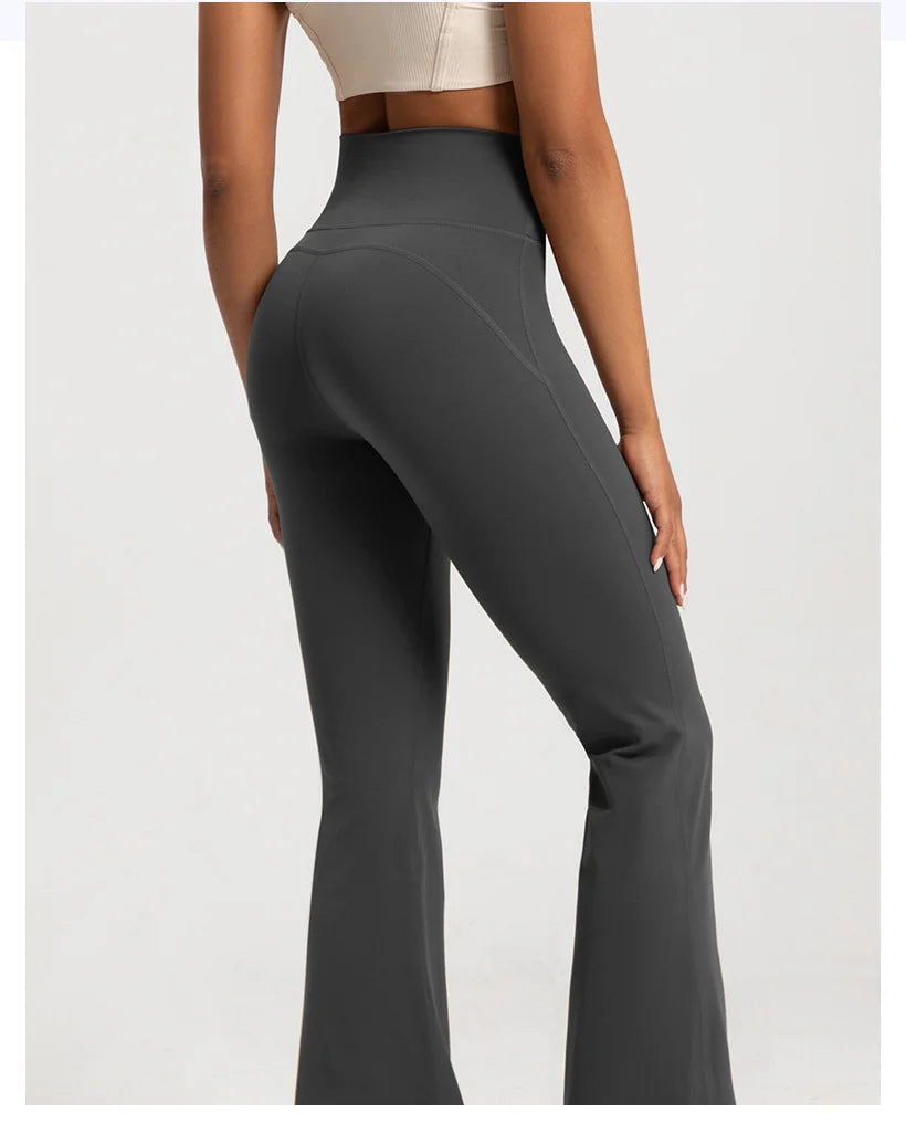 Mallas de Yoga de gama alta, pantalones de Yoga ajustados, pantalones de pierna ancha de cintura alta, pantalones transpirables para gimnasio, mallas deportivas informales con campana para mujer