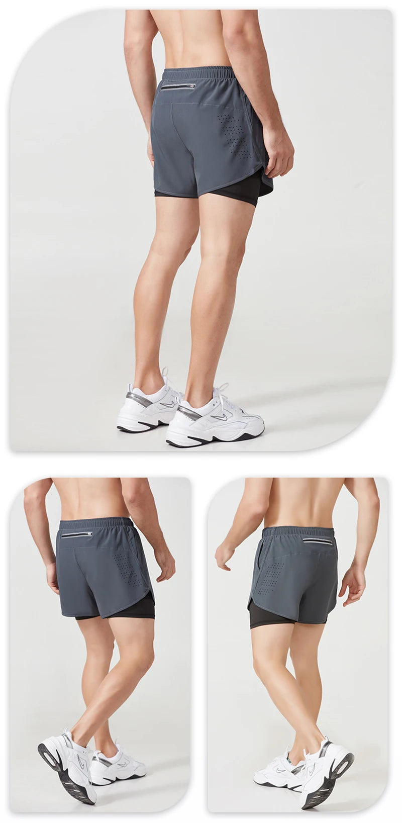 Pantalones cortos para correr para hombre, pantalones cortos negros de doble capa para Fitness de secado rápido, nuevos pantalones cortos deportivos para entrenamiento y culturismo