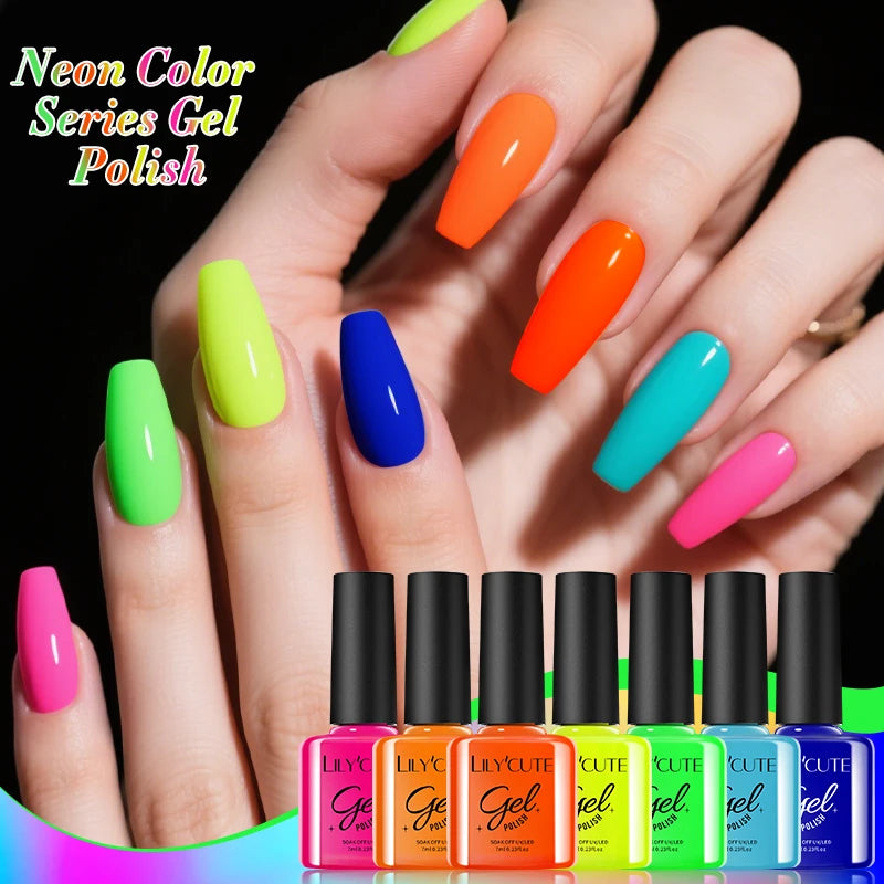 LILYCUTE-Juego de esmaltes en Gel para uñas, barniz semipermanente para manicura UV, serie café, 125 colores, 7ml, 6 unidades por Set