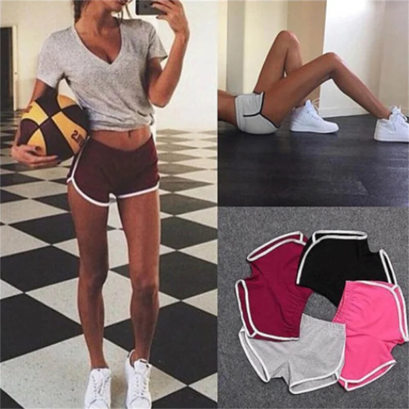 Pantalones cortos deportivos para mujer, novedad de verano 20224, pantalones cortos ajustados antivaciados de Color caramelo, pantalones cortos informales con cintura elástica para playa Correndo