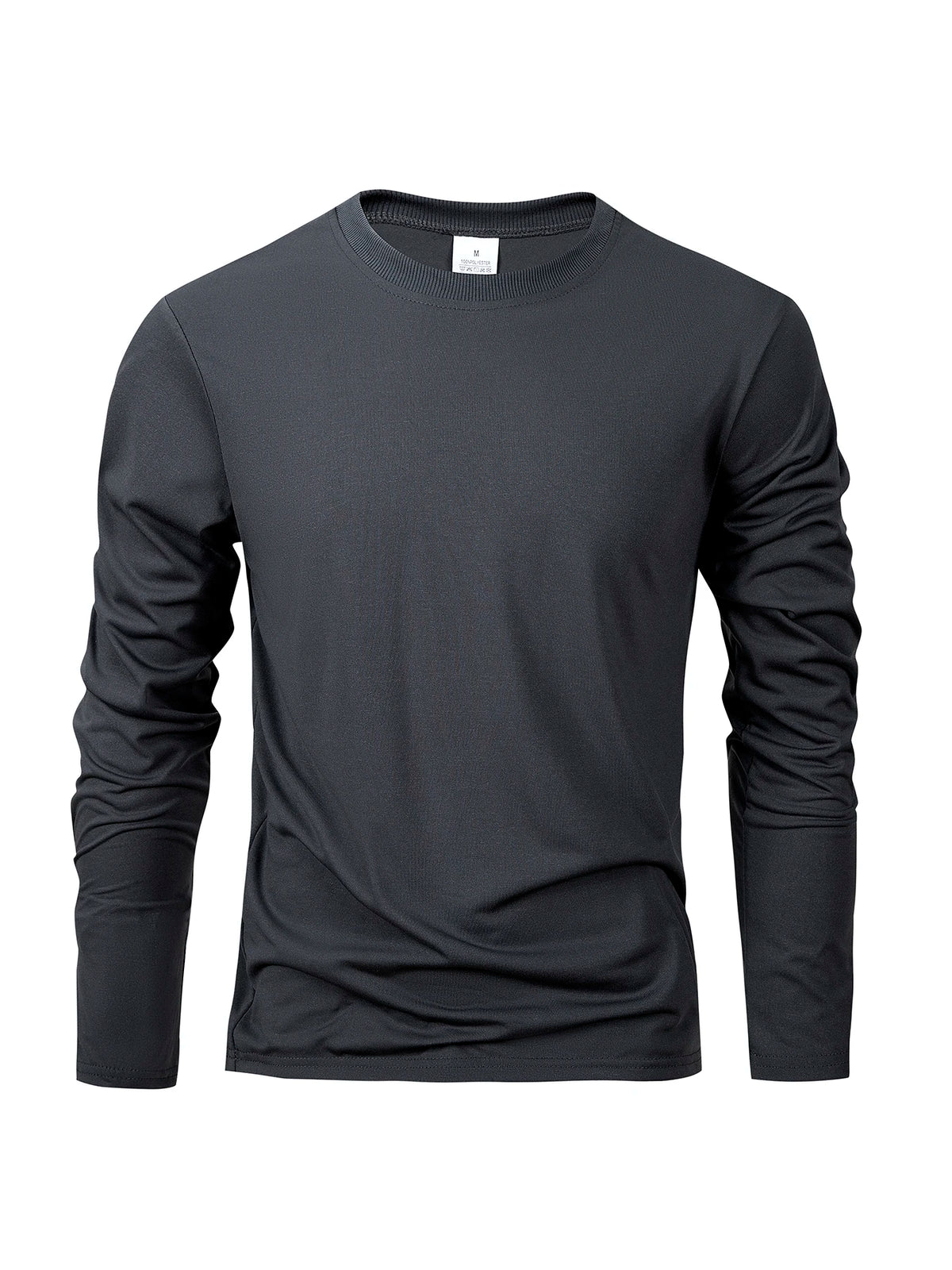 Camisetas de manga larga para hombre, camisetas informales con cuello redondo que absorben la humedad, camisetas deportivas cómodas y versátiles para hombre