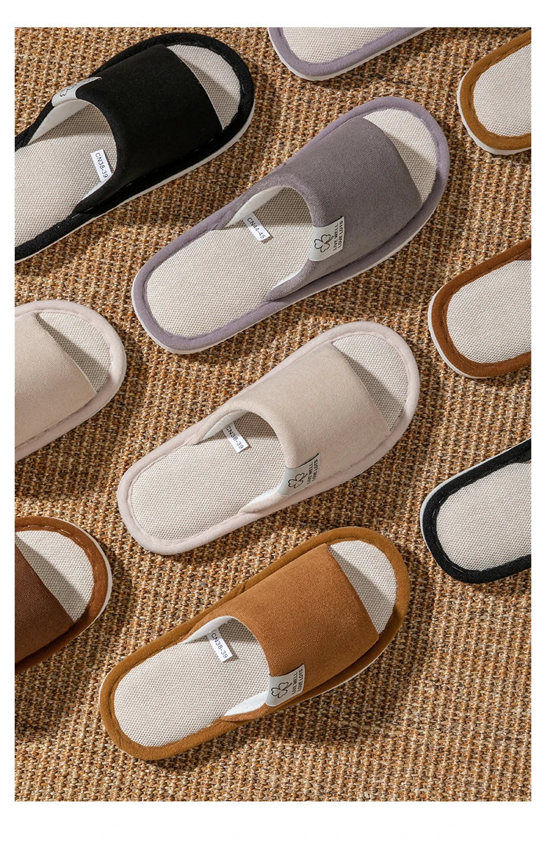 Zapatillas para hombre, zapatillas de casa de interior de suela blanda antideslizantes para primavera y verano, zapatillas cómodas de lino para todas las estaciones