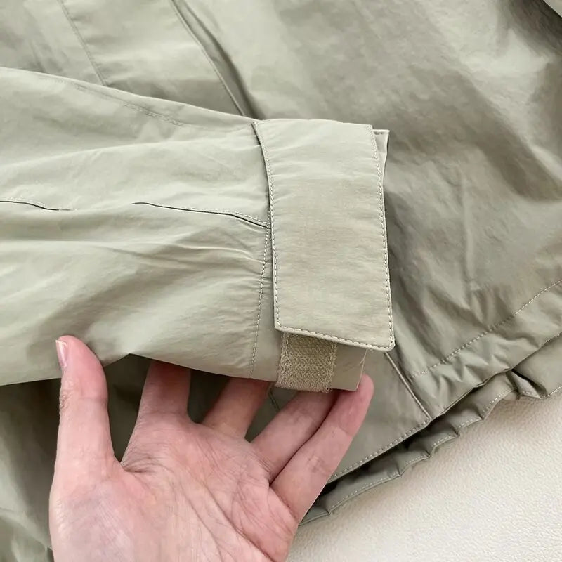 Chaqueta Cortavientos de Primavera y Otoño para Mujer, Chaqueta con Capucha de Alta Calidad, Chaqueta con Cuello Alto, Abrigo Urbano para Mujer