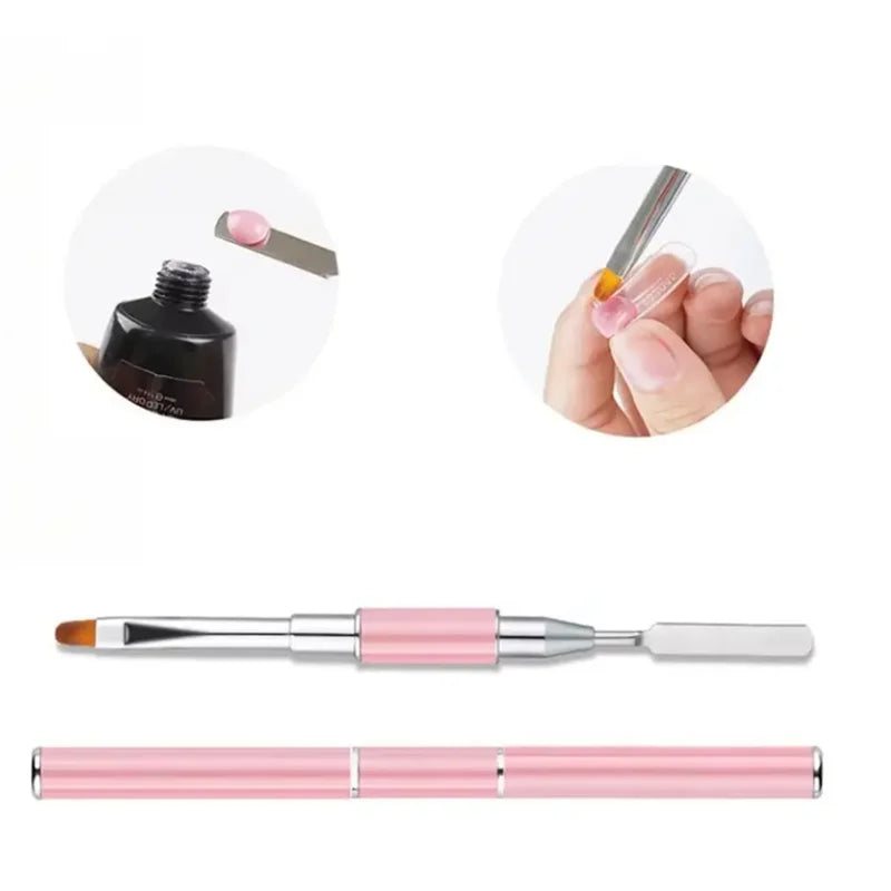 Nuevo cepillo y recogedor de Gel 2 en 1, cepillo de uñas de diseño y espátula, herramienta de cepillo de uñas de Gel para Gel de extensión de uñas acrílicas